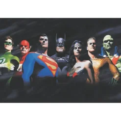 Wall Decals<SmileMakers Alex Ross Justice League Peel & Stick Wallpaper Mural - Office Décor from