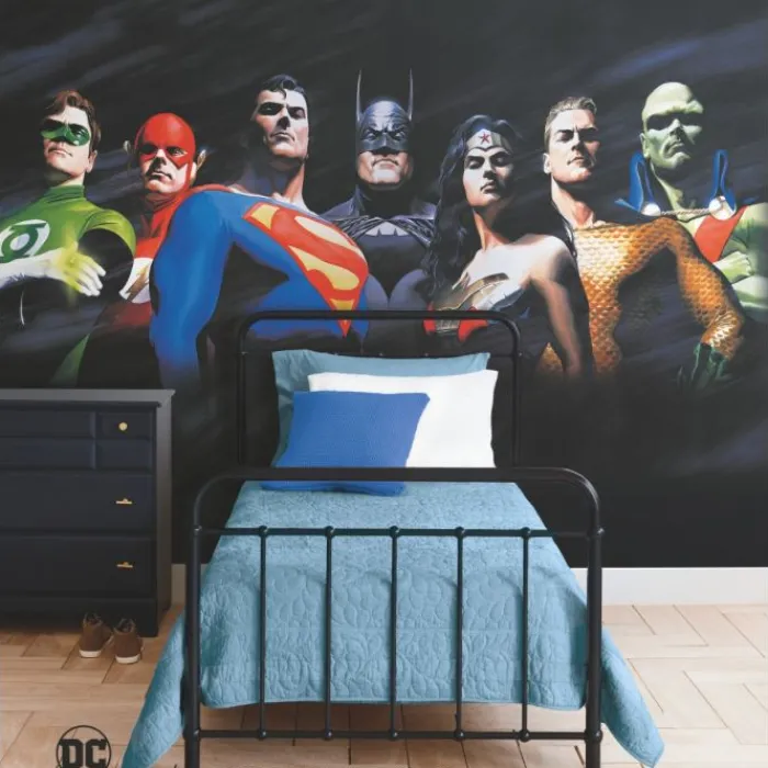 Wall Decals<SmileMakers Alex Ross Justice League Peel & Stick Wallpaper Mural - Office Décor from