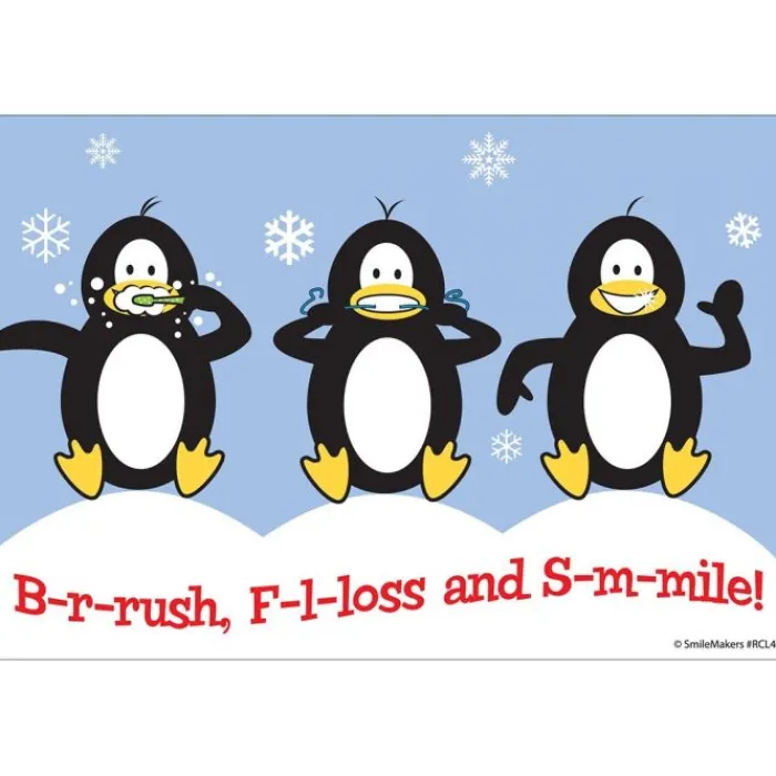 Seasons | Christmas<SmileMakers BrushFlossSmile Penguin Recall Cards - Custom Recall Cards from