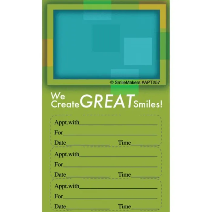 Appointment Cards<SmileMakers Create Great Smiles Three Sticker Appt Cards - Dental Appointment Cards from