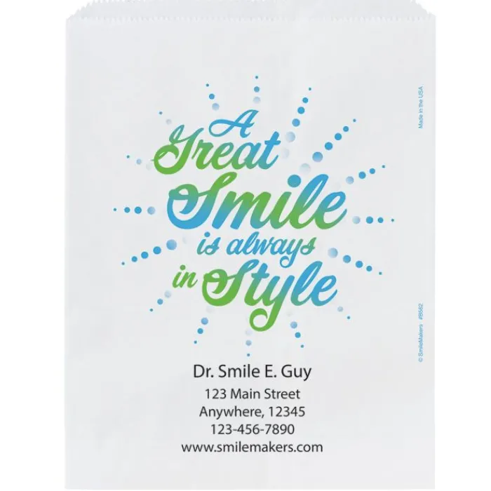 Take Home Bags | Take Home Bags<SmileMakers Custom A Great Smile Burst Paper Bags - Take Home Bags from