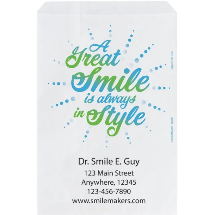 Take Home Bags | Take Home Bags<SmileMakers Custom A Great Smile Burst Paper Bags - Take Home Bags from