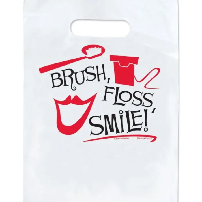 Take Home Bags | Take Home Bags<SmileMakers Custom Black, White, Red Brush Bag - Take Home Bags from
