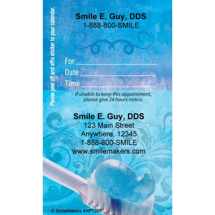Appointment Cards<SmileMakers Custom Blue Toothbrush Sticker Appointment Card - Appointment Cards from