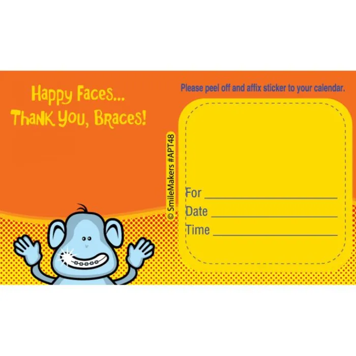 Appointment Cards<SmileMakers Custom Braces Monkey Appointment Cards - Appointment Cards from