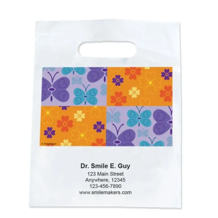 Take Home Bags | Take Home Bags<SmileMakers Custom Butterflies and Flowers Dental Take Home Bags