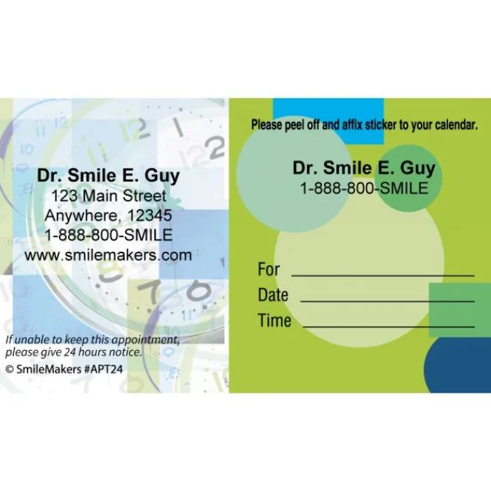 Appointment Cards<SmileMakers Custom Clock Appointment Cards - Appointment Cards from