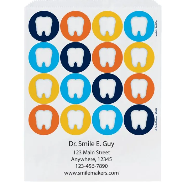 Take Home Bags | Take Home Bags<SmileMakers Custom Colorful Tooth Circles Paper Bags - Take Home Bags from