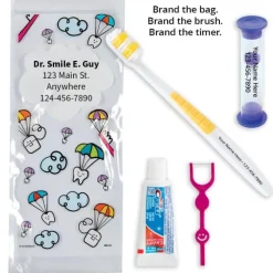 Dental Kits | Dental Practice Essentials<SmileCare Custom Components Youth Dental Paratrooper Zippered Bag Dental Kits with Flossers - Dental Kits from SmileMakers