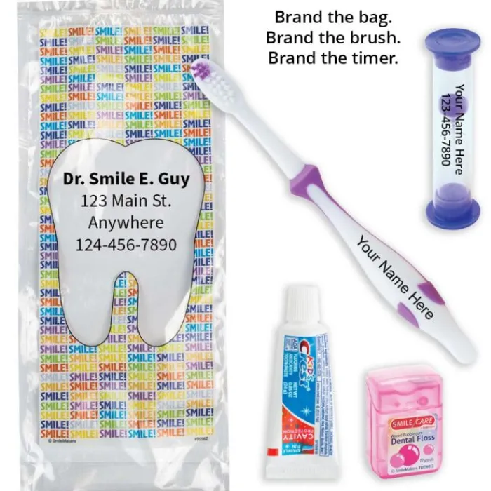 Dental Kits | Dental Practice Essentials<SmileCare Custom Components Youth Smile! Zippered Bag Dental Kits - Dental Kits from SmileMakers