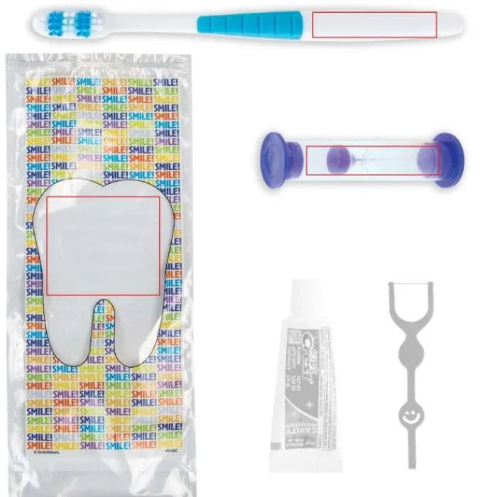 Dental Kits | Dental Practice Essentials<SmileCare Custom Components Youth Smile! Zippered Bag Dental Kits with Flossers - Dental Kits from SmileMakers