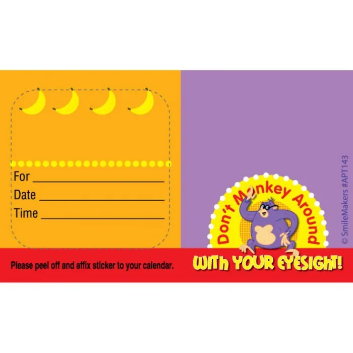 Appointment Cards<SmileMakers Custom Dont Monkey Around Eye Appointment Cards - Appointment Cards from