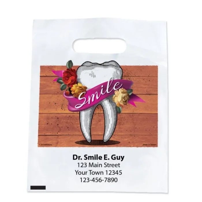 Take Home Bags | Take Home Bags<SmileMakers Custom Floral Tooth Bags - Take Home Bags from