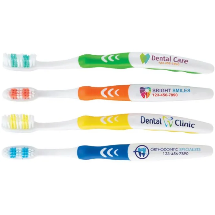 Dental Practice Essentials | Toothbrushes<SmileCare Custom Full Color ™ Adult Ripple Grip Toothbrushes - Case - Toothbrushes from SmileMakers