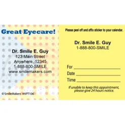 Appointment Cards<SmileMakers Custom Great Eye Care Dots Sticker Appointment Cards - Appointment Cards from