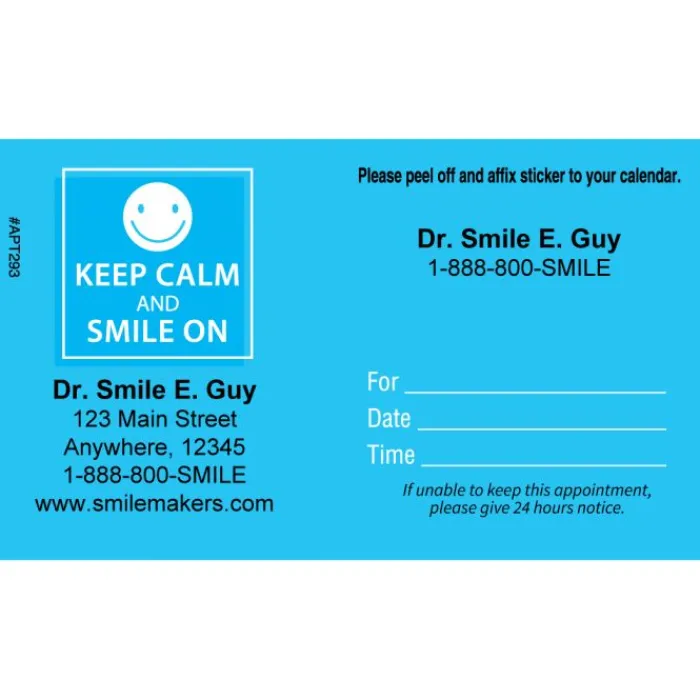 Appointment Cards<SmileMakers Custom Keep Calm and Smile Appointment Card - Appointment Cards from