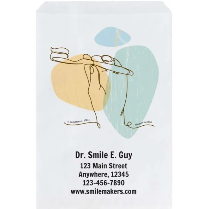 Take Home Bags | Take Home Bags<SmileMakers Custom Line Art Toothbrush Paper Bag - Take Home Bags from