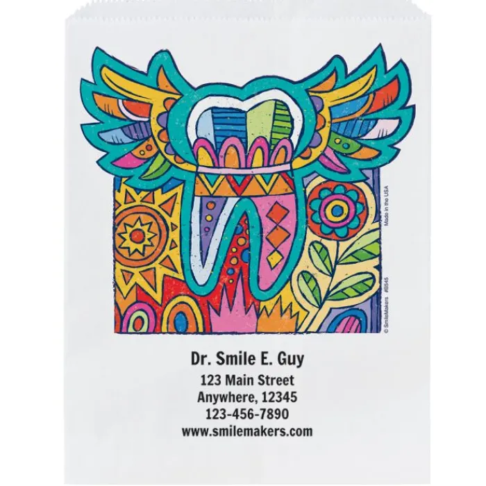 Take Home Bags | Take Home Bags<SmileMakers Custom Modern Art Tooth Paper Bags - Take Home Bags from