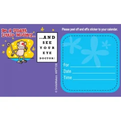 Appointment Cards<SmileMakers Custom Monkey Eye Chart Sticker Appointment Cards - Appointment Cards from