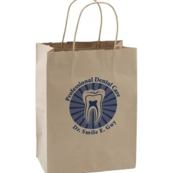 Take Home Bags | Take Home Bags<SmileMakers Custom Natural Kraft Paper Shopper Bags - Medium - Take Home Bags from