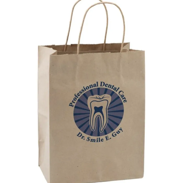 Take Home Bags | Take Home Bags<SmileMakers Custom Natural Kraft Paper Shopper Bags - Medium - Take Home Bags from