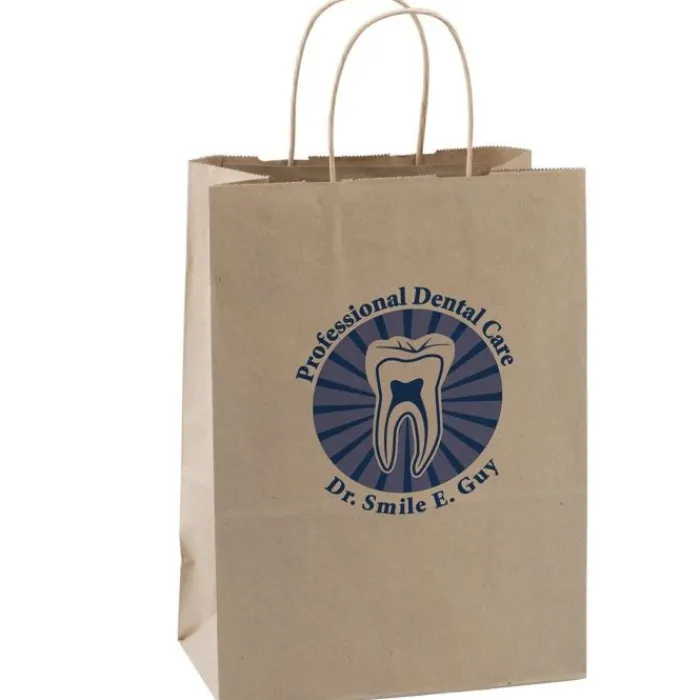 Take Home Bags | Take Home Bags<SmileMakers Custom Natural Kraft Paper Bags - Large - Take Home Bags from