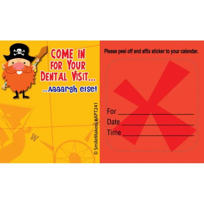 Appointment Cards<SmileMakers Custom Pirate Sticker Appointment Cards - Appointment Cards from