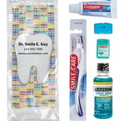 Dental Kits | Dental Practice Essentials<SmileMakers Custom SmileCare™ Adult Smile! Basic Colgate with Listerine Zippered Bag Dental Kits - Dental Kits from