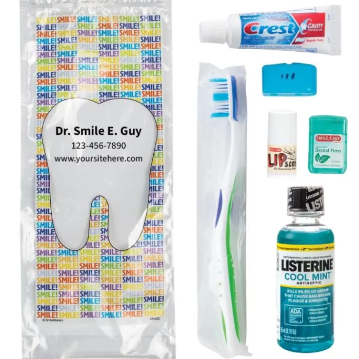 Dental Kits | Dental Practice Essentials<SmileMakers Custom SmileCare™ Adult Smile! Basic Colgate with Scope Zippered Bag Dental Kits - Dental Kits from