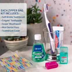 Dental Kits | Dental Practice Essentials<SmileMakers Custom SmileCare™ Adult Smile! Basic Colgate with Scope Zippered Bag Dental Kits - Dental Kits from
