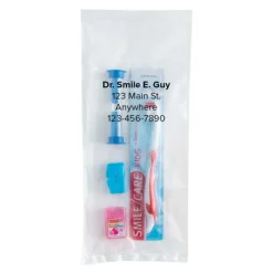 Ready-to-go Dental Kits | Medical Practice Essentials<SmileCare Custom ™ Youth Basic Zippered Bag Dental Kit - Dental Kits From SmileMakers