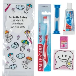 Ready-to-go Dental Kits | Medical Practice Essentials<SmileCare Custom ™ Youth Dental Paratroopers Premium Zippered Bag Dental Kits - Dental Kits From SmileMakers