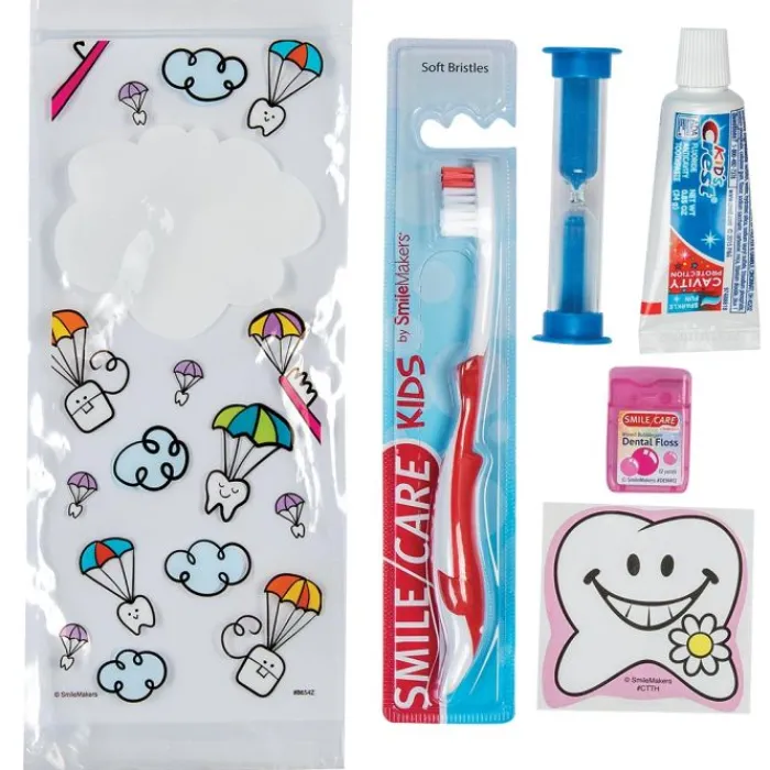Ready-to-go Dental Kits | Medical Practice Essentials<SmileCare Custom ™ Youth Dental Paratroopers Premium Zippered Bag Dental Kits - Dental Kits From SmileMakers