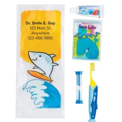 Ready-to-go Dental Kits | Dental Kits<SmileCare Custom ™ Youth Shark Zippered Bag Dental Kits - Dental Kits From SmileMakers
