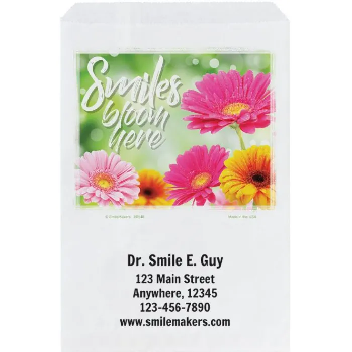 Take Home Bags | Take Home Bags<SmileMakers Custom Smiles Bloom Here Paper Bags - Take Home Bags from