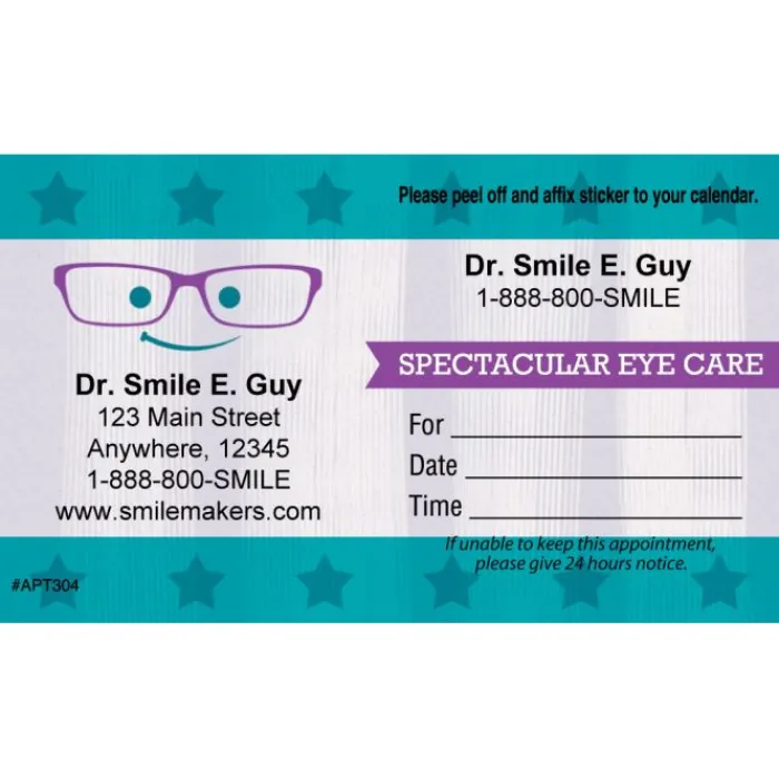 Appointment Cards<SmileMakers Custom Smiling Eye Glasses Appointment Cards - Appointment Cards from