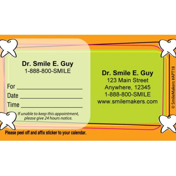 Appointment Cards<SmileMakers Custom Tooth Frame Appointment Cards - Appointment Cards from