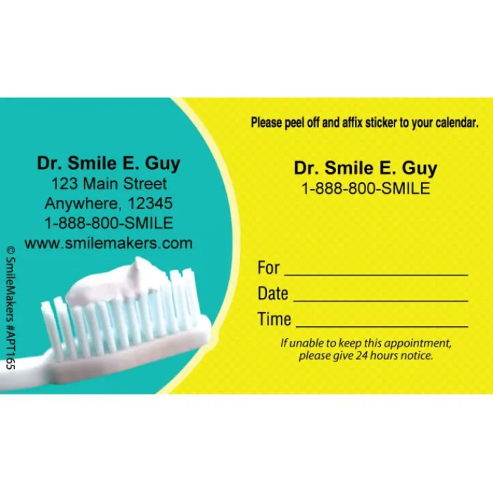 Appointment Cards<SmileMakers Custom Toothbrush & Paste Appointment Cards - Appointment Cards from