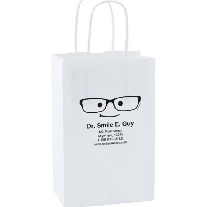 Take Home Bags | Take Home Bags<SmileMakers Custom White Paper Bags - Small