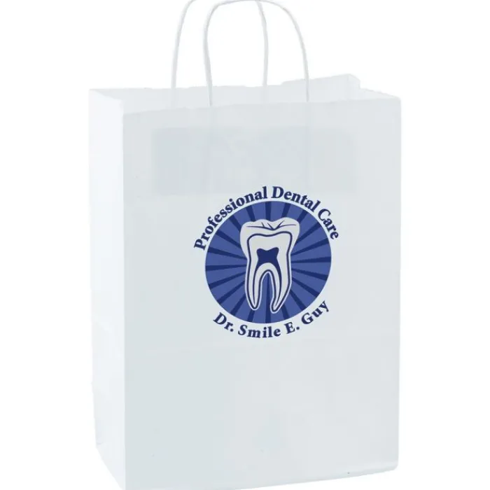 Take Home Bags | Take Home Bags<SmileMakers Custom White Paper Bags - Large - Take Home Bags from
