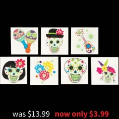 Halloween | Toys<SmileMakers Day of the Dead Glow in the Dark Temporary Tattoos -Temporary Tattoos from