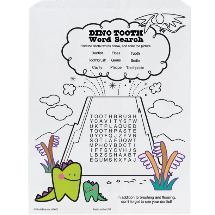Take Home Bags | Take Home Bags<SmileMakers Dinosaur Kids Activity Dental Paper Bags - Take Home Bags from