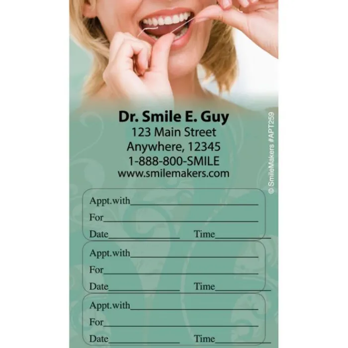 Appointment Cards<SmileMakers Flossing Three Sticker Appointment Cards - Dental Appointment Cards from