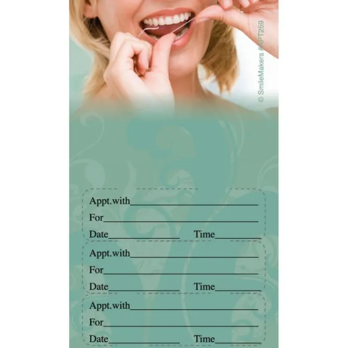 Appointment Cards<SmileMakers Flossing Three Sticker Appointment Cards - Dental Appointment Cards from