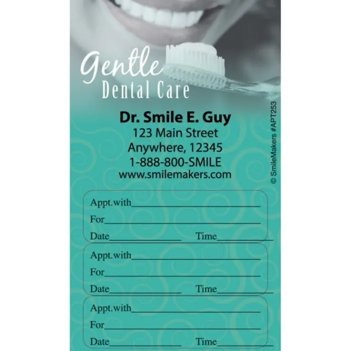 Appointment Cards<SmileMakers Gentle Dental Green Three Sticker Appt Cards - Dental Appointment Cards from