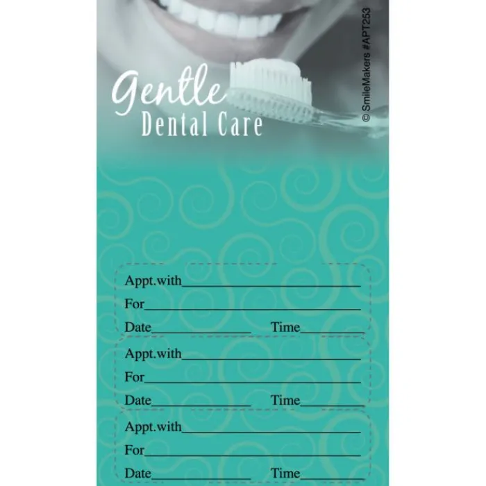 Appointment Cards<SmileMakers Gentle Dental Green Three Sticker Appt Cards - Dental Appointment Cards from
