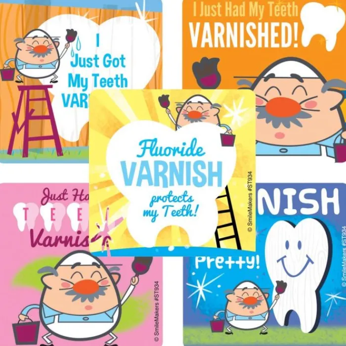 Dental Stickers | Other Fun Stickers<SmileMakers 100 Just Varnished My Teeth Stickers -