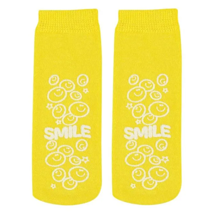 Medical Practice Essentials | Exclusive Kidcare™<SmileMakers KidCare™ Yellow Smiley Face Ankle Length Slipper Socks - 1 pair - Medical Supplies & Accessories from
