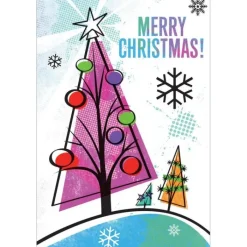 Christmas<SmileMakers Merry Christmas Colorful Trees Greeting Cards