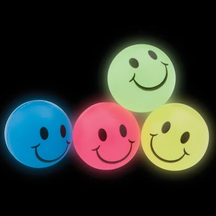 Toy Balls | Toys<SmileMakers 30mm Glow in the Dark Smiley Face Bouncing Balls - Toy Balls from